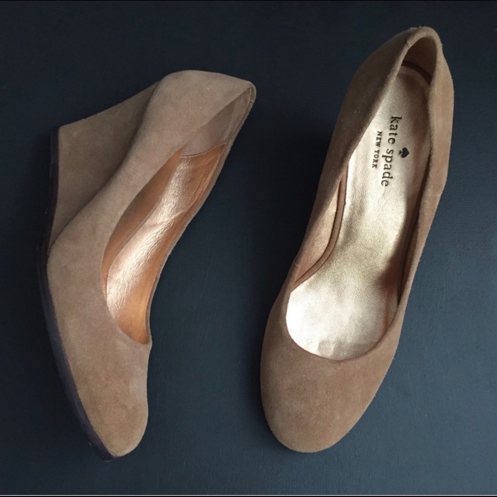 Kate Spade suede tan wedges